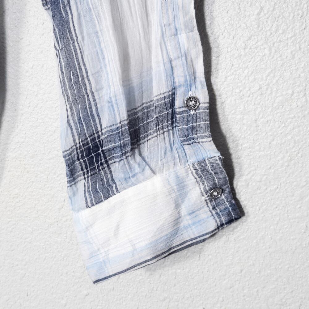 Calvin Klein Shirt Dress L Blue White Americana Heritage Western Rustic - Picture 7 of 8